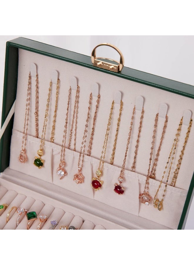 Jewelry organizer for women and girls, large three-tier jewelry storage box, faux leather jewelry display stand with removable tray for necklaces, earrings, rings and bracelets - Image 4